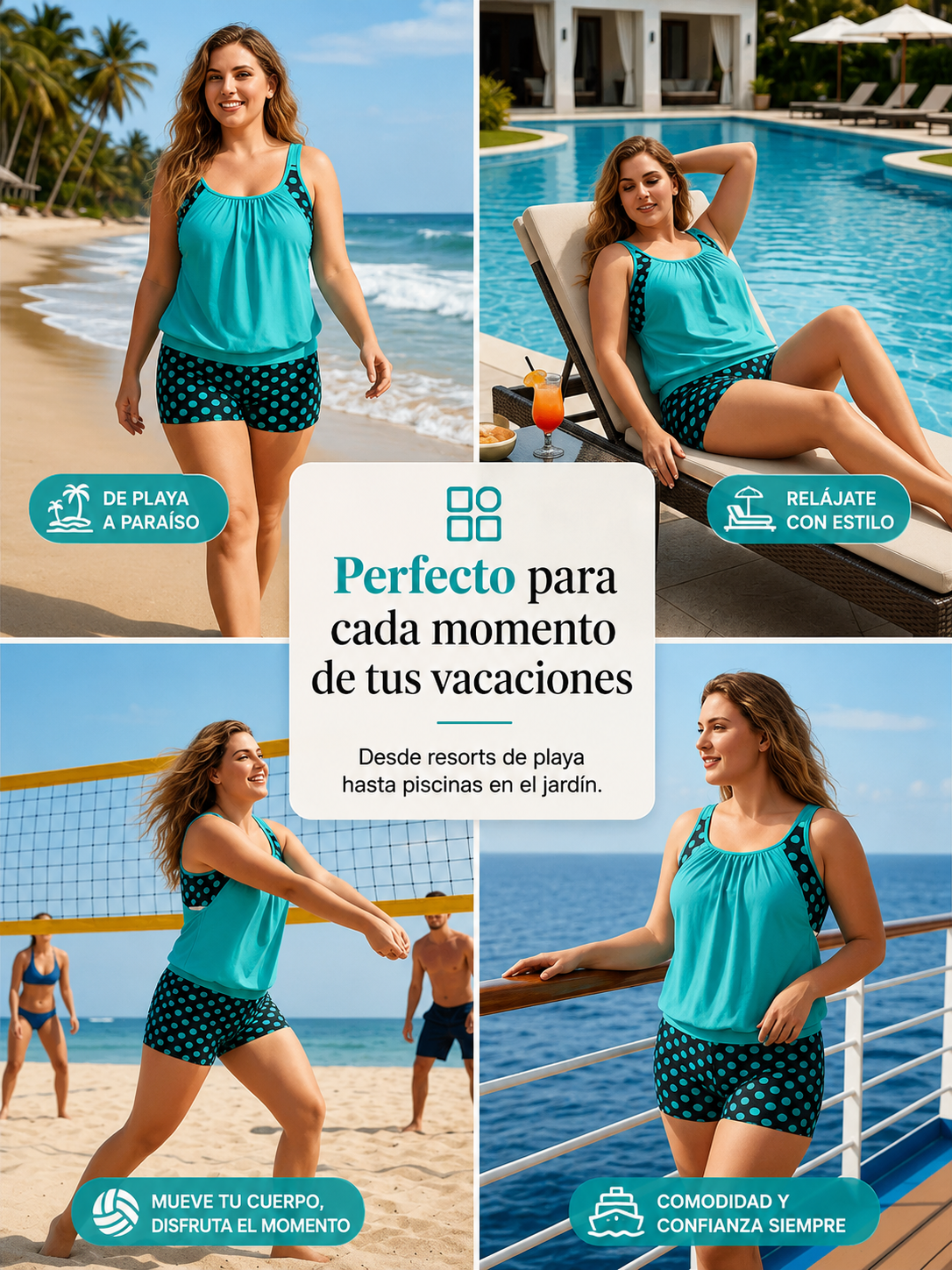 🏖️ Verano caluroso – 50 % DE DESCUENTO 👙 Conjunto de bikini de dos piezas para mujer con lunares