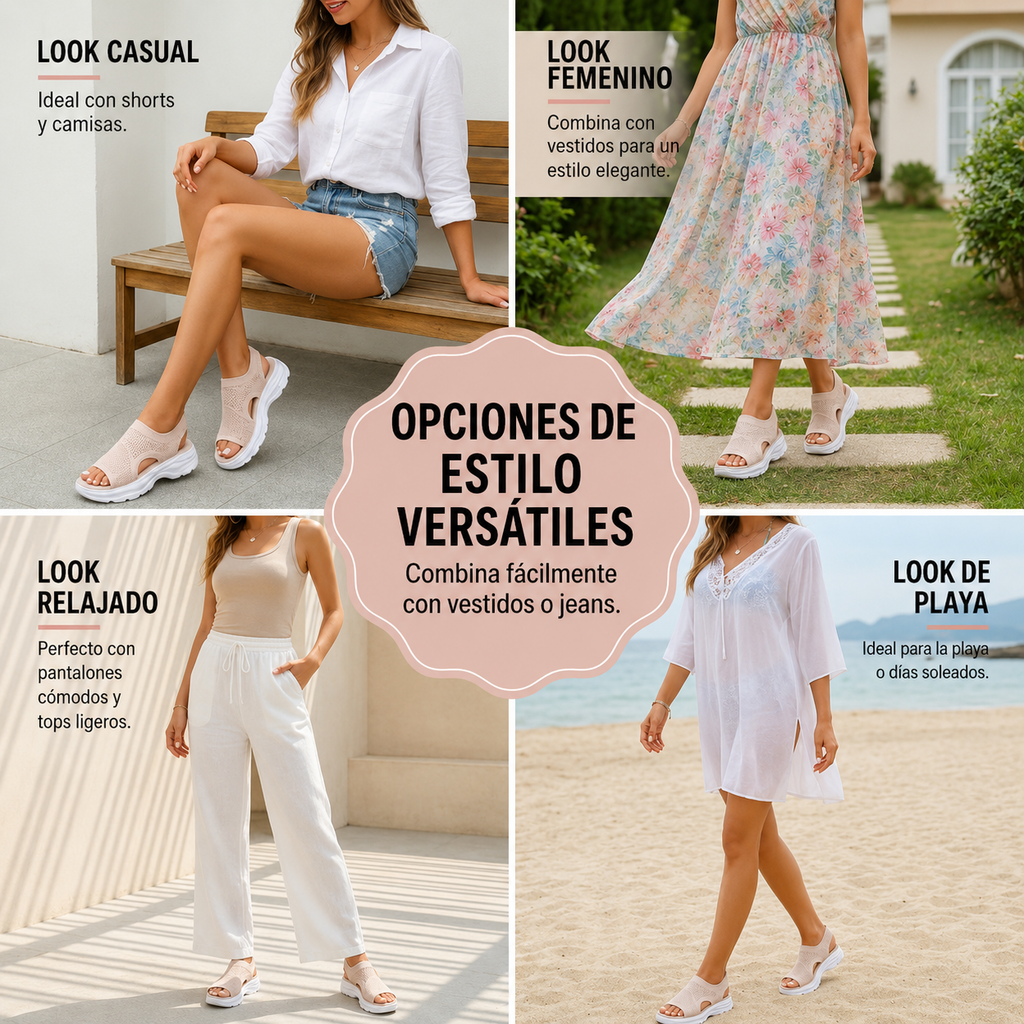 Sandalias de plataforma transpirables de malla para mujer