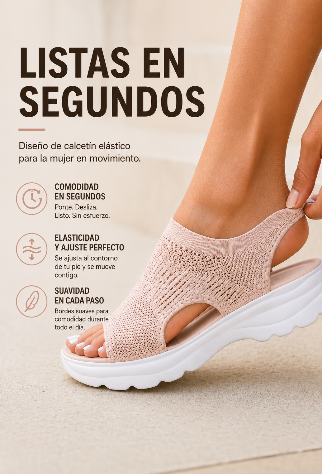Sandalias de plataforma transpirables de malla para mujer