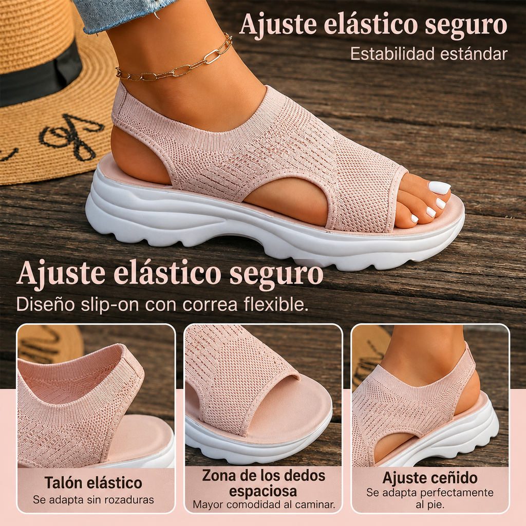 Sandalias de plataforma transpirables de malla para mujer