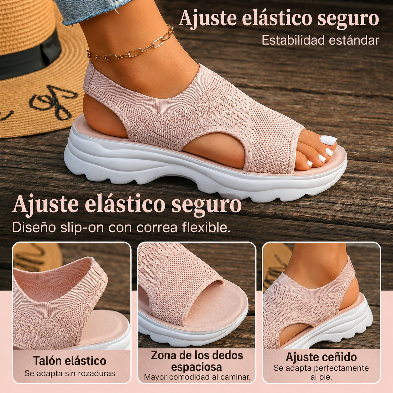 Sandalias de plataforma transpirables de malla para mujer