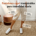 Pantalones capri informales de algodón y lino para mujer