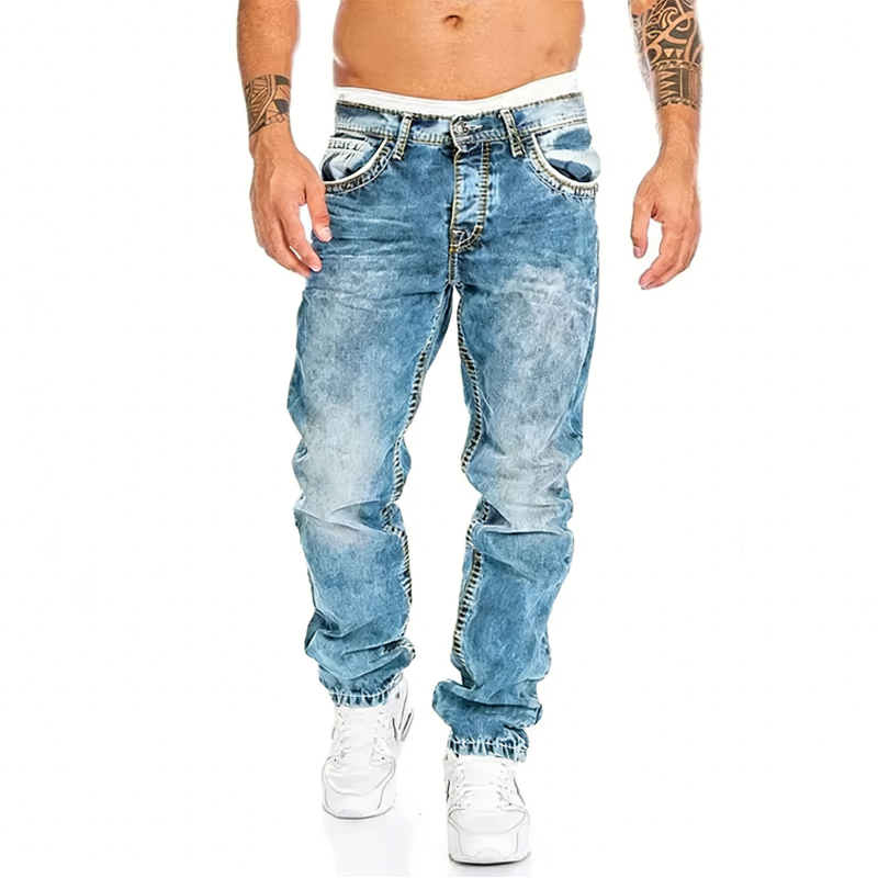 Vaqueros elásticos creativos para hombre, de estilo minimalista, ideales para el verano