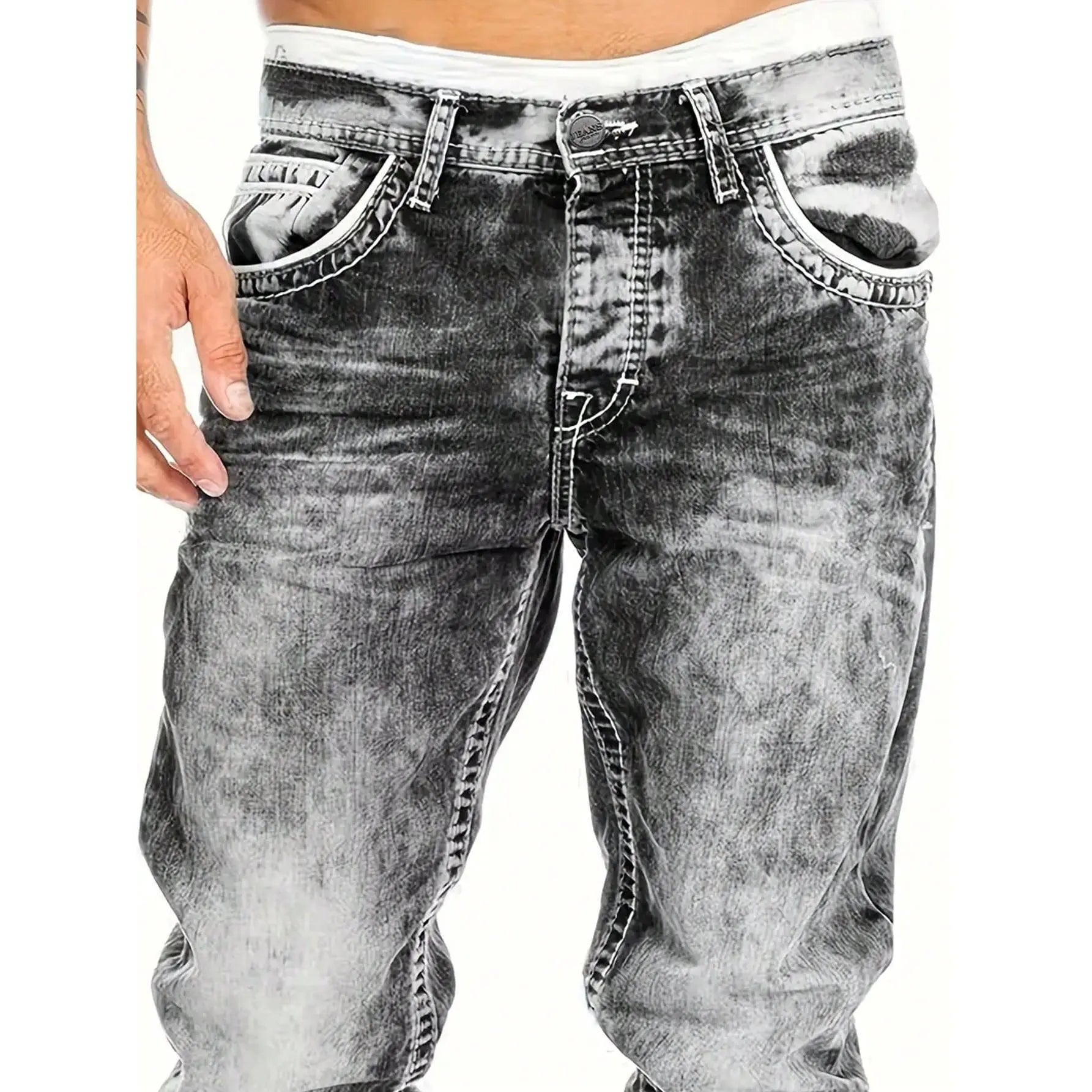 Vaqueros elásticos creativos para hombre, de estilo minimalista, ideales para el verano