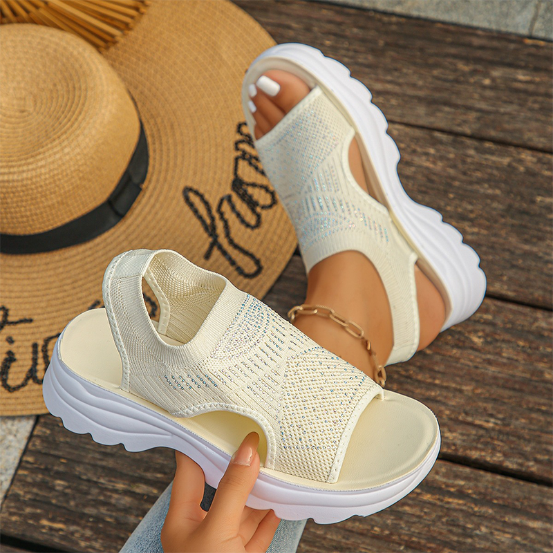 Sandalias de plataforma transpirables de malla para mujer