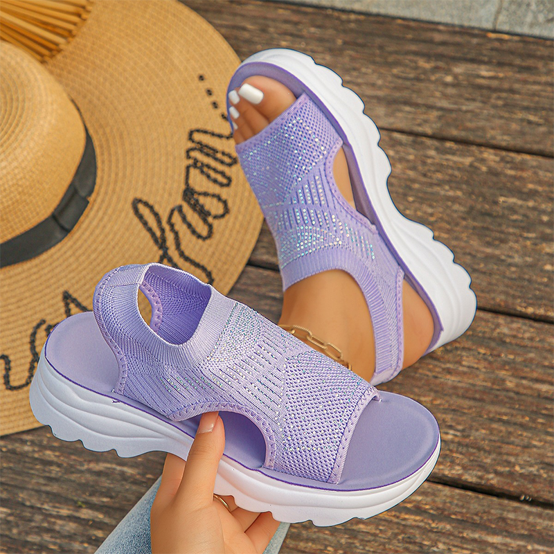 Sandalias de plataforma transpirables de malla para mujer