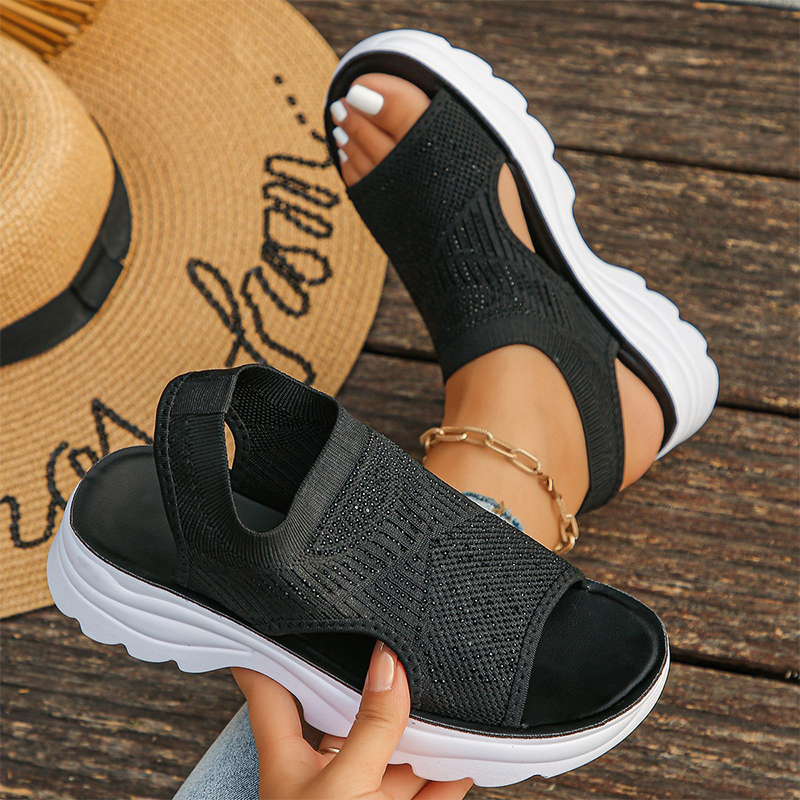 Sandalias de plataforma transpirables de malla para mujer