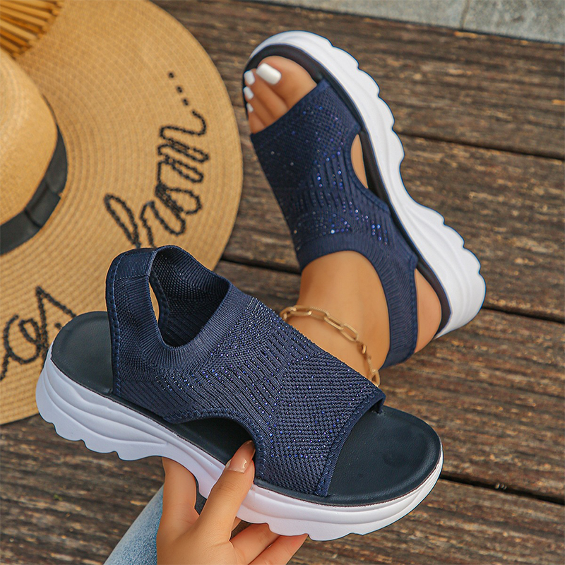 Sandalias de plataforma transpirables de malla para mujer